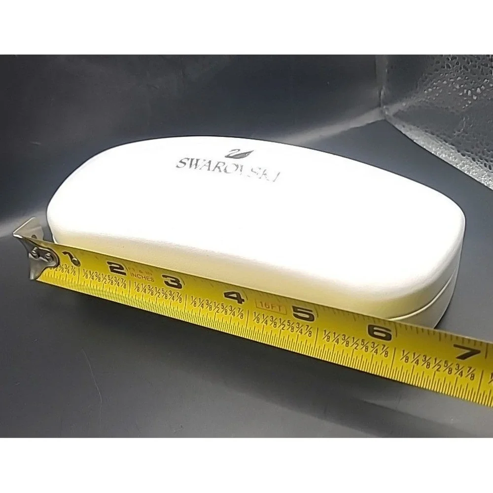 Swarovski Eyeglass Case ONLY White Good Hard Shell Swan Logo Protective